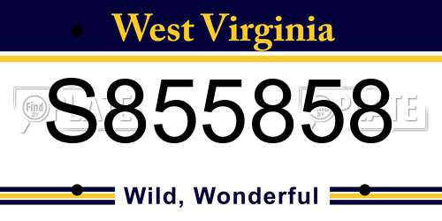 S855858 West Virginia License Plate