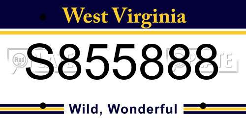 S855888 West Virginia License Plate