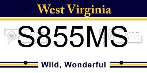 S855MS West Virginia License Plate