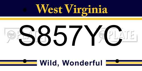 S857YC West Virginia License Plate
