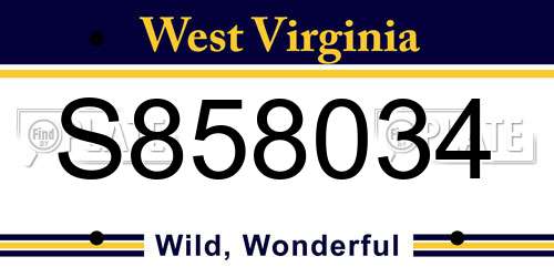 S858034 West Virginia License Plate
