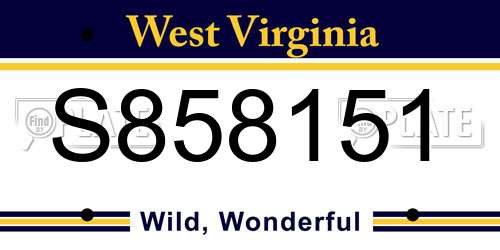 S858151 West Virginia License Plate