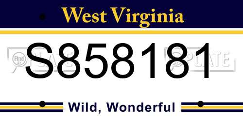 S858181 West Virginia License Plate