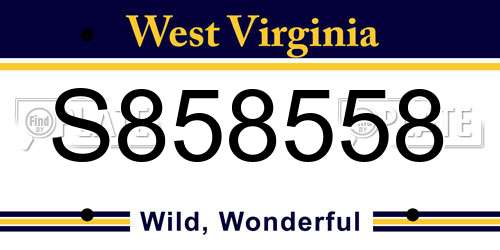 S858558 West Virginia License Plate