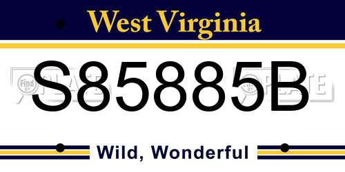 S85885B West Virginia License Plate