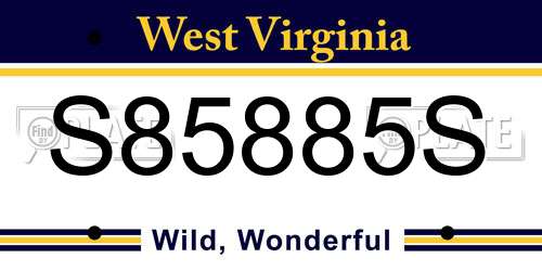 S85885S West Virginia License Plate