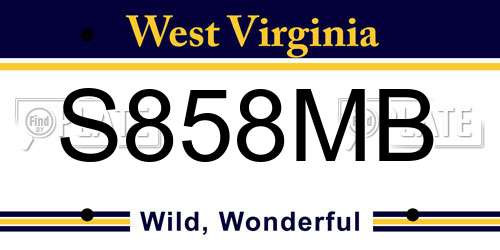 S858MB West Virginia License Plate