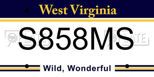 S858MS West Virginia License Plate