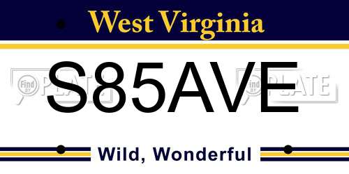 S85AVE West Virginia License Plate