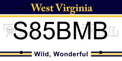 S85BMB West Virginia License Plate