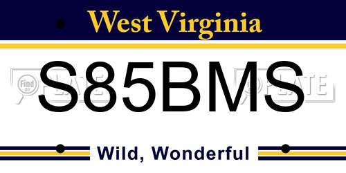 S85BMS West Virginia License Plate