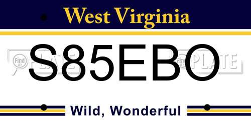 S85EBO West Virginia License Plate