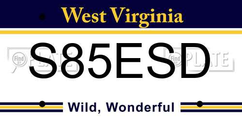 S85ESD West Virginia License Plate