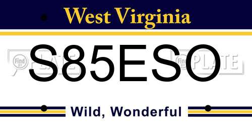 S85ESO West Virginia License Plate