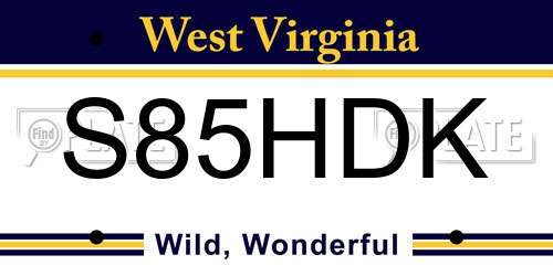 S85HDK West Virginia License Plate