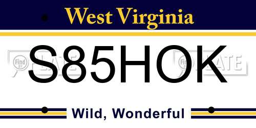 S85HOK West Virginia License Plate