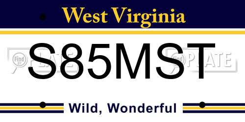 S85MST West Virginia License Plate