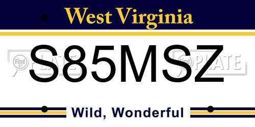 S85MSZ West Virginia License Plate