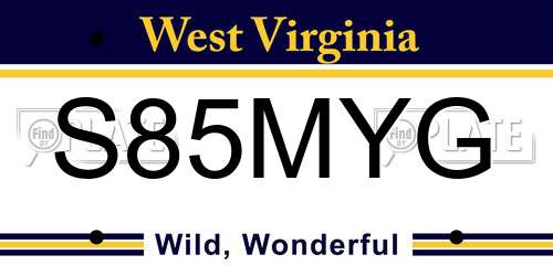 S85MYG West Virginia License Plate