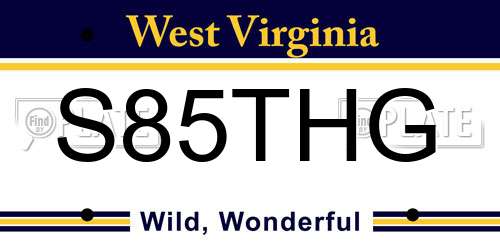 S85THG West Virginia License Plate