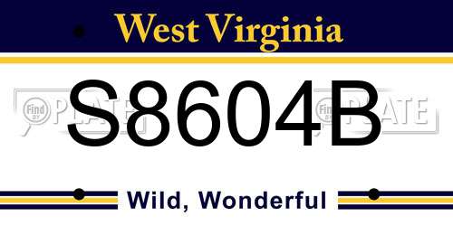 S8604B West Virginia License Plate