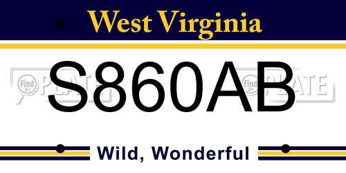 S860AB West Virginia License Plate