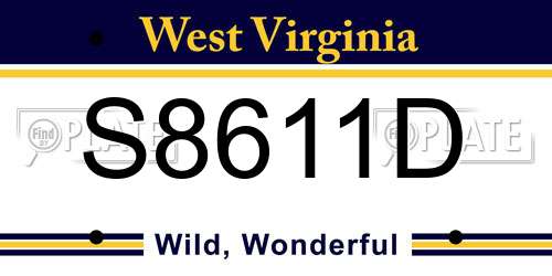 S8611D West Virginia License Plate