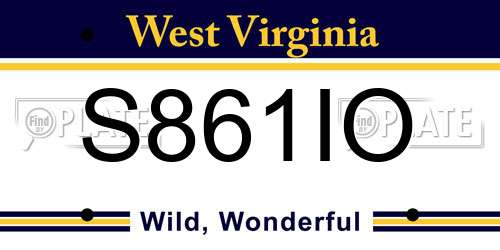 S861IO West Virginia License Plate