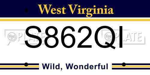 S862QI West Virginia License Plate