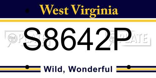S8642P West Virginia License Plate
