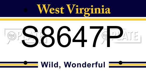 S8647P West Virginia License Plate