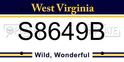 S8649B West Virginia License Plate