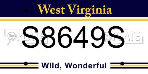 S8649S West Virginia License Plate