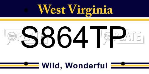 S864TP West Virginia License Plate