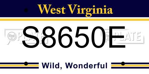 S8650E West Virginia License Plate