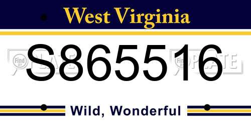 S865516 West Virginia License Plate