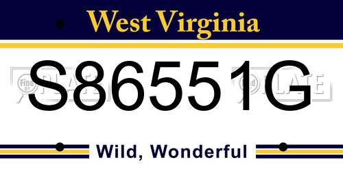 S86551G West Virginia License Plate