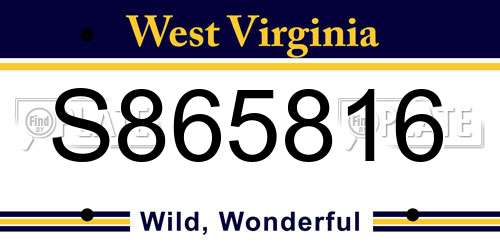 S865816 West Virginia License Plate