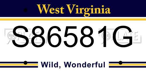 S86581G West Virginia License Plate