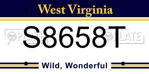 S8658T West Virginia License Plate