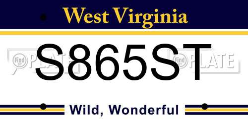 S865ST West Virginia License Plate