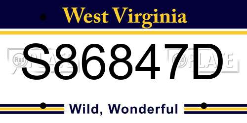 S86847D West Virginia License Plate