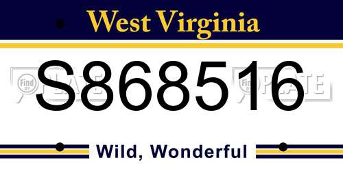 S868516 West Virginia License Plate