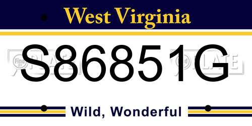 S86851G West Virginia License Plate