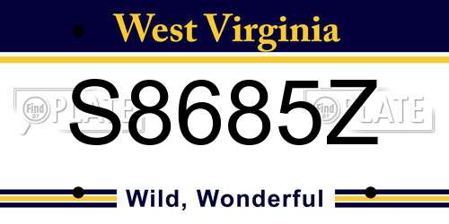 S8685Z West Virginia License Plate