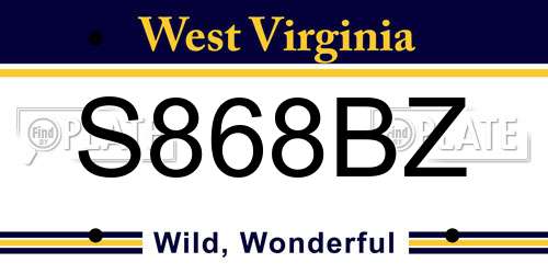 S868BZ West Virginia License Plate