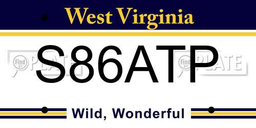 S86ATP West Virginia License Plate