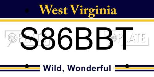 S86BBT West Virginia License Plate
