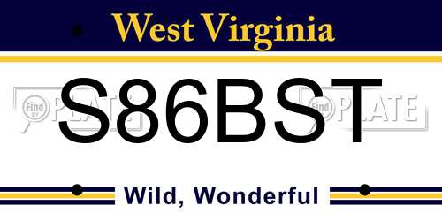S86BST West Virginia License Plate