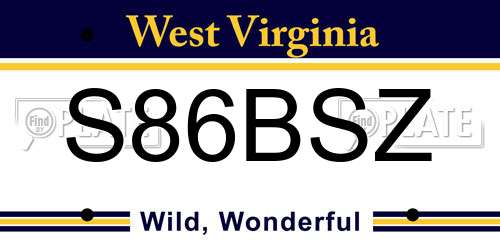 S86BSZ West Virginia License Plate